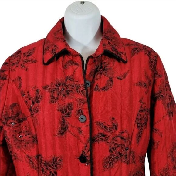 Vintage Anne Carson 100% Silk Beaded and Sequin Quilted Button Down Jacket Small - Picture 2 of 10